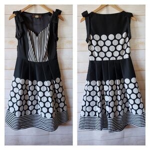 Eva Franco Sweetheart Neck Sleeveless Polka Dot Striped Fit & Flare Dress Size 6